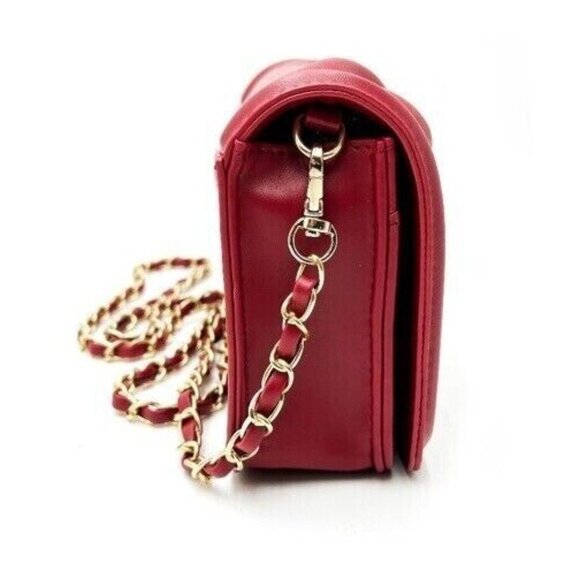 NWT Valentino Red Leather Chain Shoulder Bag - Picture 3 of 10